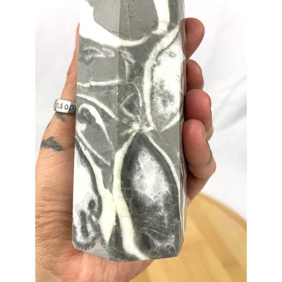 Zebra Jasper Crystal 5" Tall Natural Healing Stone Tower 467g - Picture 10 of 14